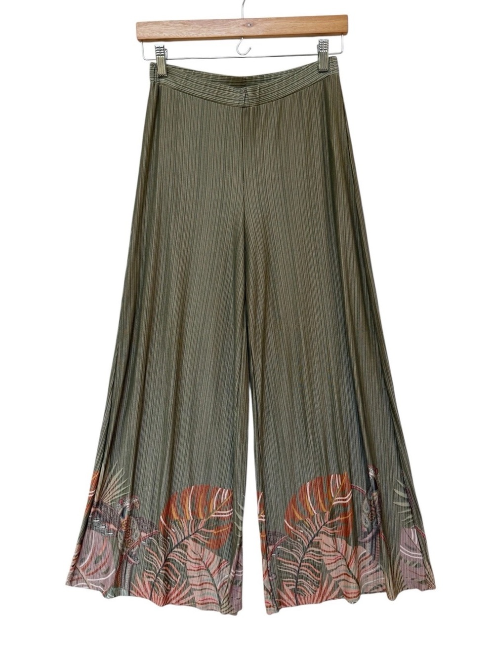 FARM Rio Anthropologie Guadaluope Green Wide-Leg Pants Sz XS - Picture 4 of 7